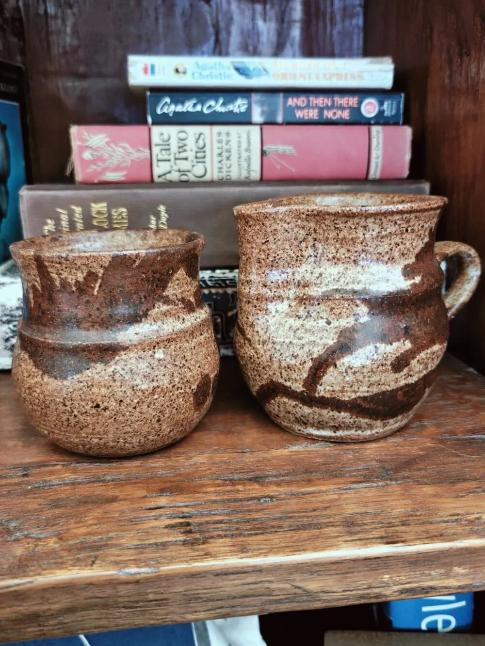 Vintage Signed MW Studio Pottery Creamer & Sugar Bowl Set Wabi Sabi